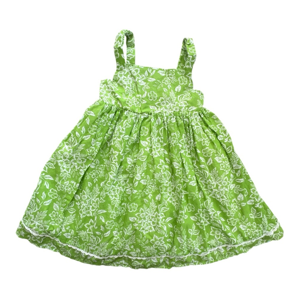 Sigrid Olsen lime green floral sleeveless Dress girls Sz 7